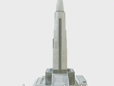 Futuristic Skyscraper Architectural Model Low-poly 3D model