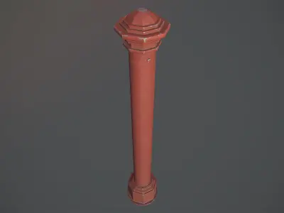 Barrier Bollard pack 3 Red v3 Low-poly 3D model