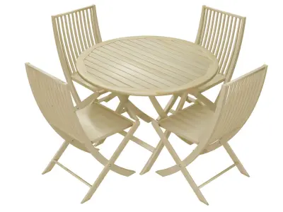 Table wooden with 4 chairs 3D model