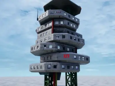 Sci-Fi Building Facility-117 UE4 asset Low-poly 3D model