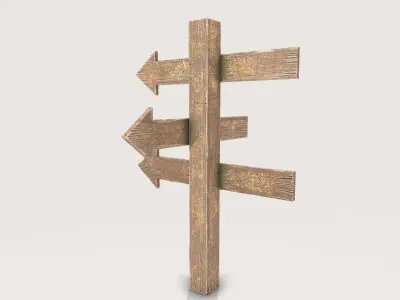Wooden Dirty Signpost Low-poly 3D model