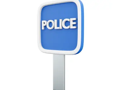 3D Police road sign icon 3D model