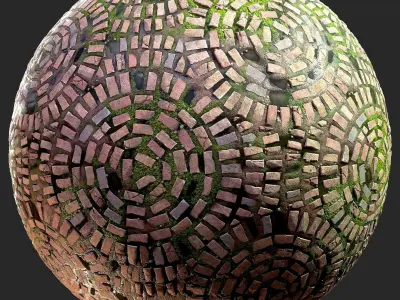 Circular Brick Path Material Texture