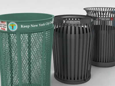 New York street Trash Bins Recycling 3D model