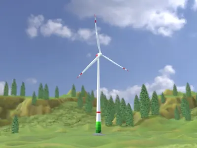 Wind Turbine E82 H-162 RD 162m Animation and Foundation 3D model