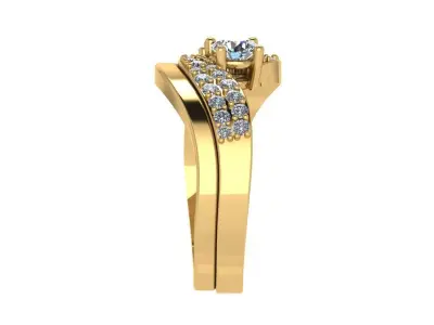 Ring228 two diamond ring set gold 3D print model