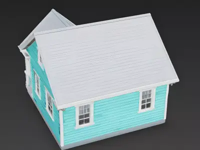 Bright Coastal Craftsman Bungalow 3D Model Low-poly 3D model