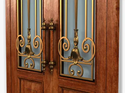 Door0054 ornate wooden door 3D model