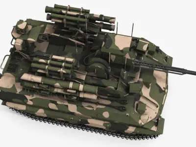  Tracked Combat Robot with Woodland Camouflage and Autocannons 