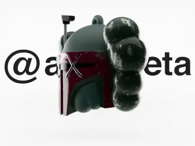 Kaws Keychain Mandalorian x Stormtrooper x Darth Vader Textured 3D model