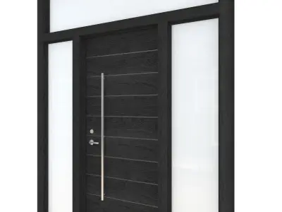 Door-096 modern door with glass panels 3D model