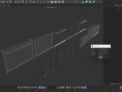 Barbed Wire fence collection 3D model