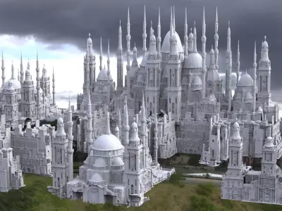 Fantasy City Gothic Architecture Kitbash  3D model