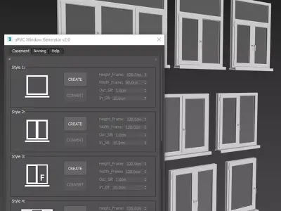 uPVC Window Generator v2 with 16 style 3D model