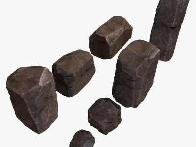 Rusty Rocks Stones Collection Pack Low-poly 3D model