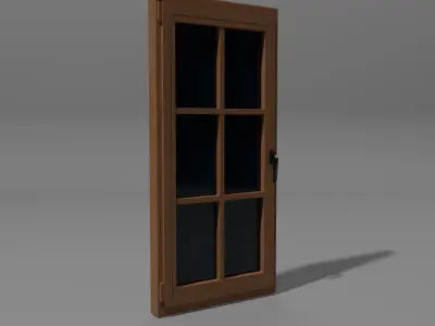 Single-Door Wooden  realistic window model Free 3D model
