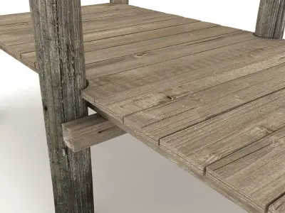 Wood Pier Low-poly 3D model