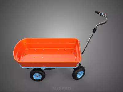 ELECTRIC HEAVY DUTY HOME PULL WAGON UTILITY CART TROLLEY OFFROAD 3D model