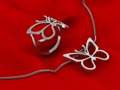 Butterfly ring and pendant 3D print model