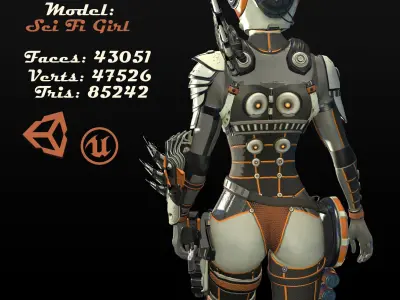 Sci Fi Girl Low-poly 3D model