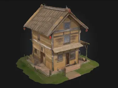 Rustic Cabin Retreat  Tranquil Escape in Natures Embrace 3D model