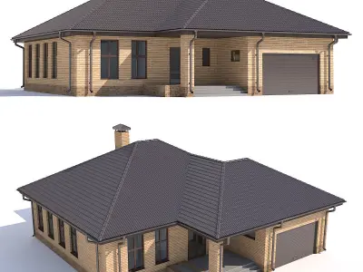 House with garage 3D model