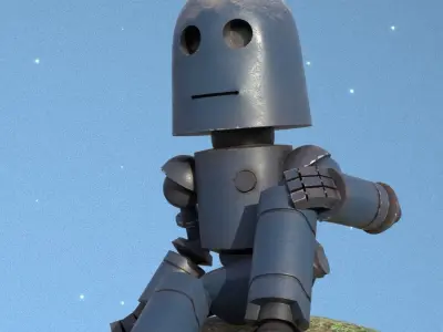 Old and withered robot Low-poly 3D model