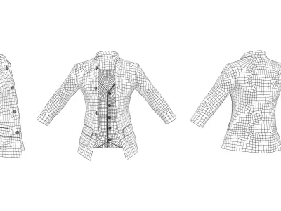 Mens Slim Fit Standing Collar Jacket With Top Low-poly 3D model