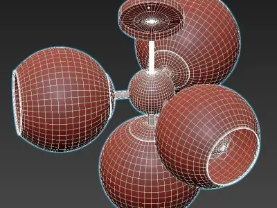 Favourite-Schoppen-1491-4U four glass globes in ceiling light 3D model