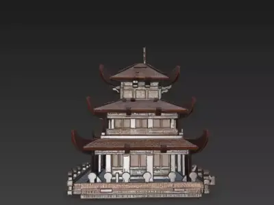 Ancient Chinese Architecture - Intricate Layered Pagoda  3D model