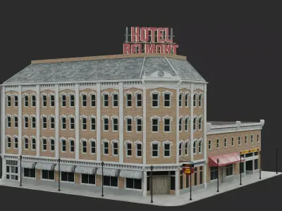 Modern Hotel Building Low-poly 3D model