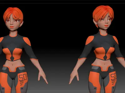 Scifi Girl Olivia - ZBrush Basemesh - High Poly 3D model
