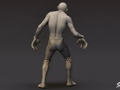 Zombie Statue Stalking Pose Low-poly 3D model