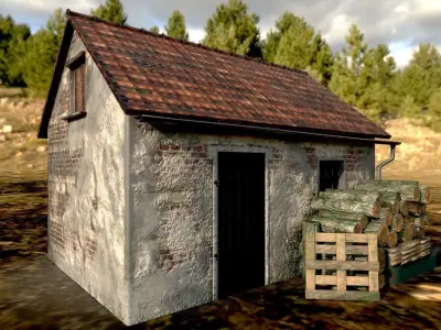 Buildings Pack - Old abandoned farm scene Low-poly 3D model