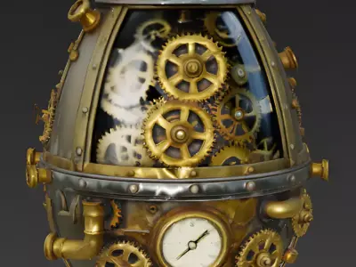 Realistic Steampunk Easter Egg 3D Model Low-poly 3D model