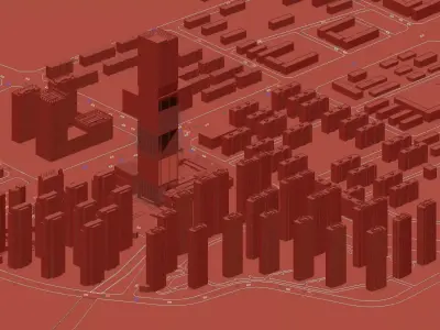 Sunset Landmark Glass Skyscraper By Riverside 3D model