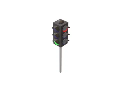 Traffic Light v2 002 Low-poly 3D model