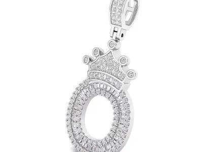 Crown Initial  O  Letter Pendant 3D print model