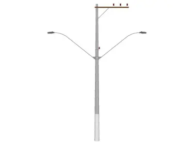 Concrete Lamp Post - Light Pole - Light Post - Street Light 46 3D model