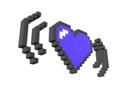 Pixel Heart Radio v1 005 Low-poly 3D model