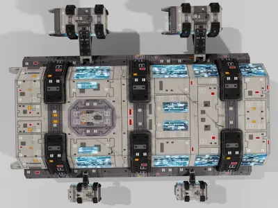 Sci-fi space yard Low-poly 3D model