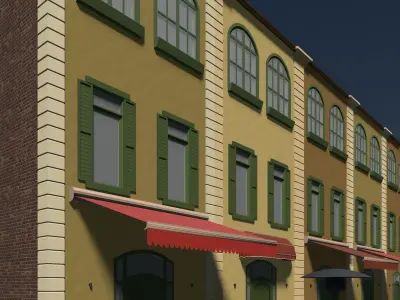 Retro row house 3D model