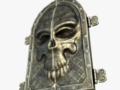 Gate with a Skull Ornament Low-poly 3D model