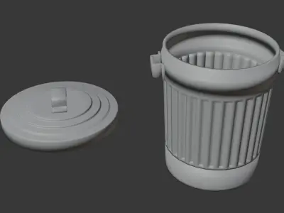 Trash can with a lid Low-poly 3D model