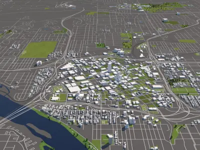 Tulsa 50x50km 3D City Map 3D model