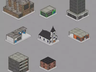 Low Poly City Pack Game Ready Buildings Low-poly 3D model