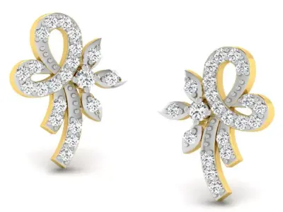 Gold Diamond Women Earring 3D print Model 3D print model 11