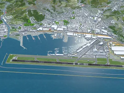 Genoa Cristoforo Colombo Airport 10km Low-poly 3D model