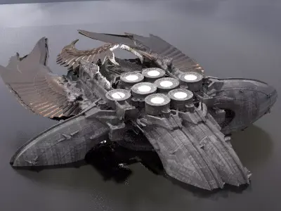 Floating Angel monolith Sci-fi Base Ocean 3D model