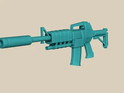 Sci-Fi M4A1-S - Desert Rifle - Gun Weaponry Low-poly 3D model